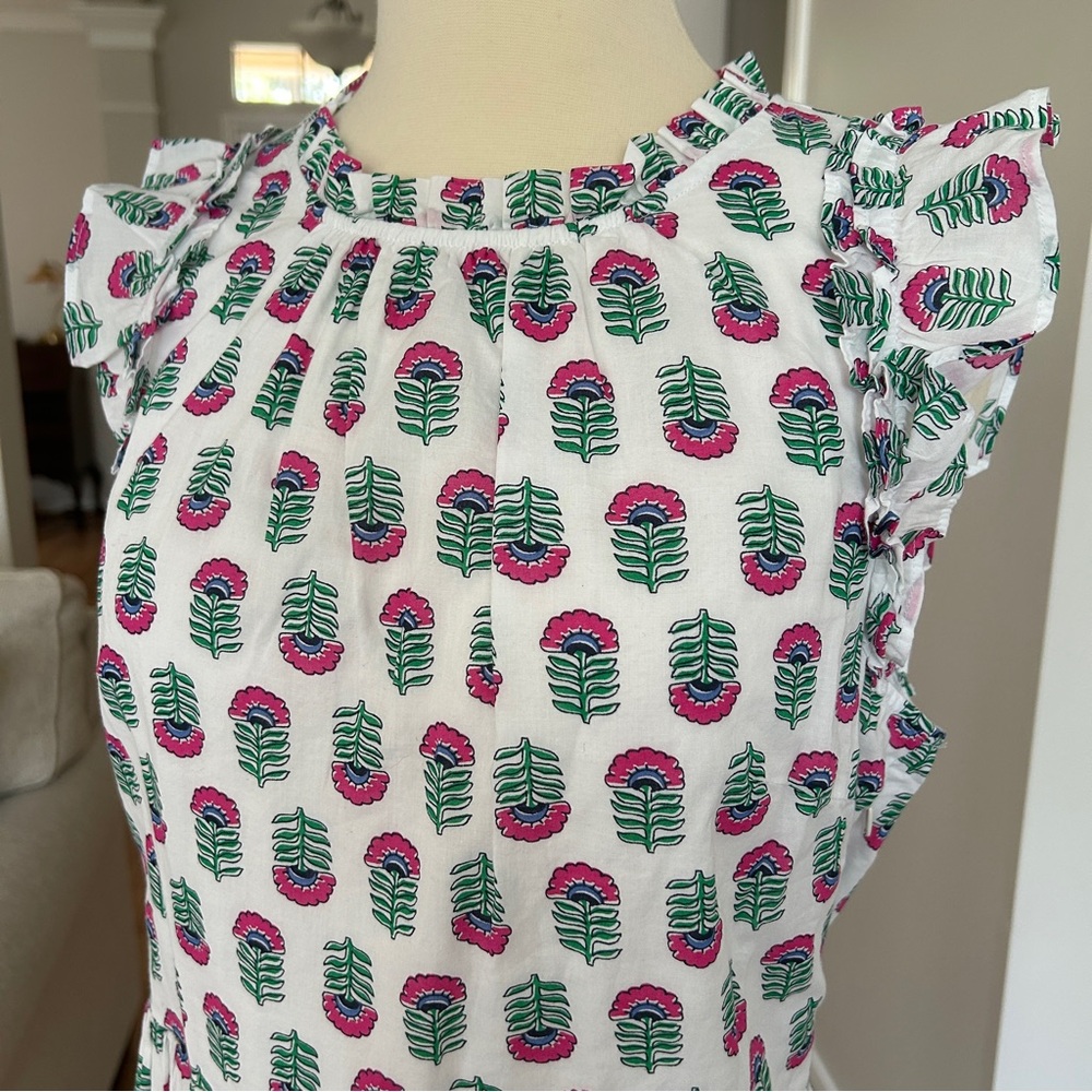 J. Crew Factory NEW Pink & Green Floral Block Print Sleeveless Dress SZ 10 - Picture 4 of 10